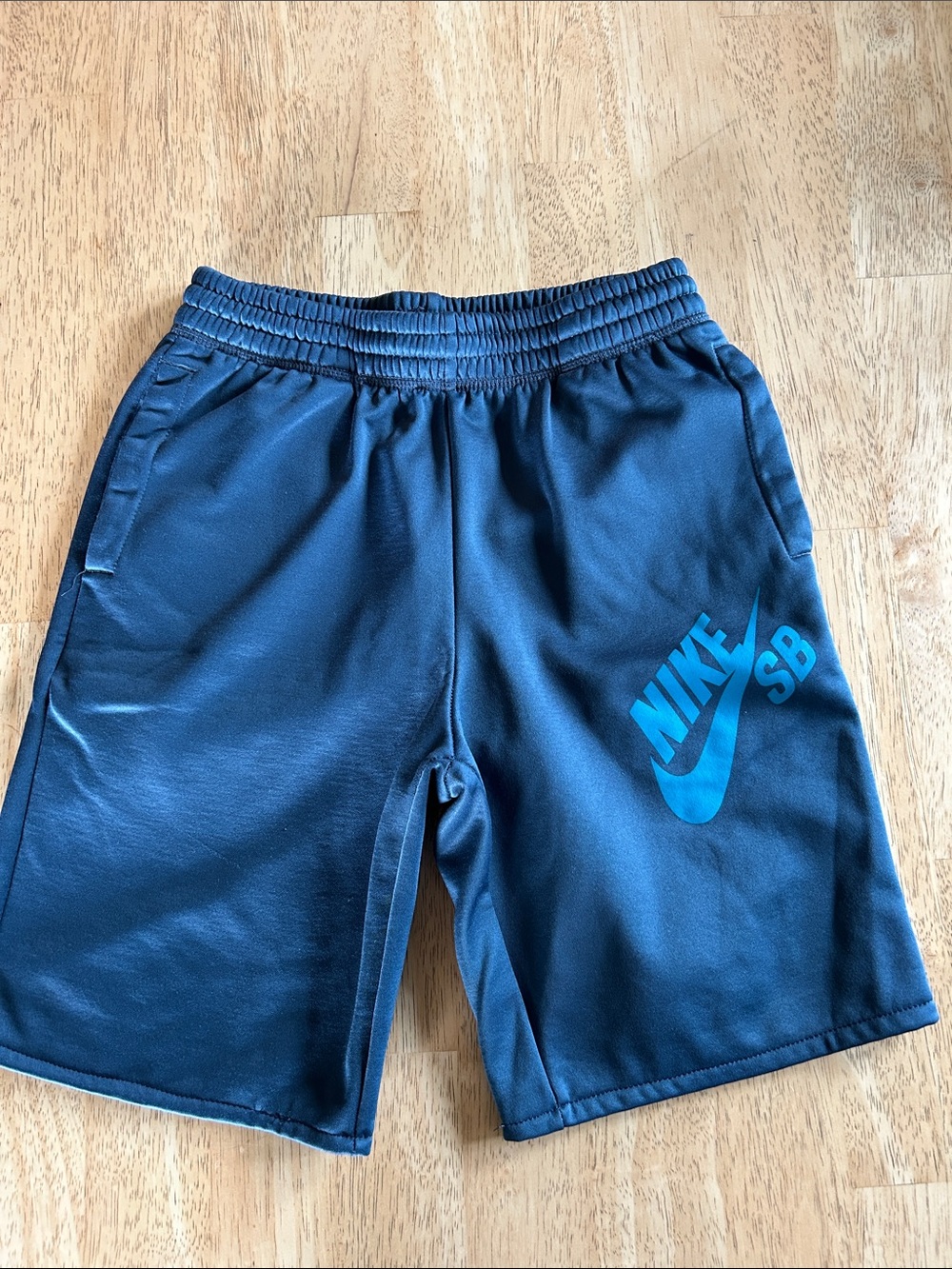 Nike Boys' Dark Navy Athletic Shorts with Teal Logo